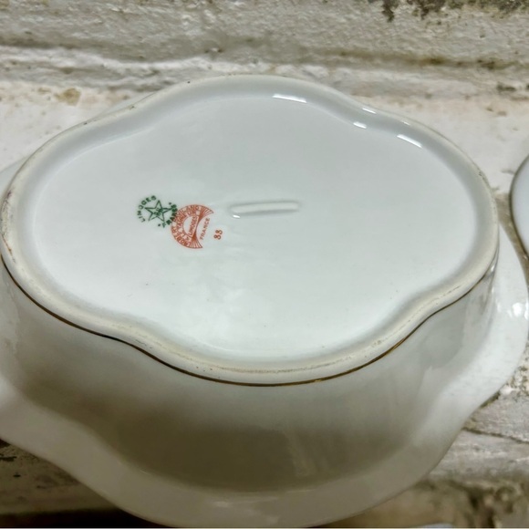 Vintage Limogues France Set of 2 Floral Peacock Serving Bowls Trimmed in Gold. - Picture 8 of 10